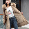 Women Winter Parka Warm Hooded Long Sleeve Zipper Thick Jackets Fur Collar Fleece Drawstring Long Coat Casual Streetwear Outwear