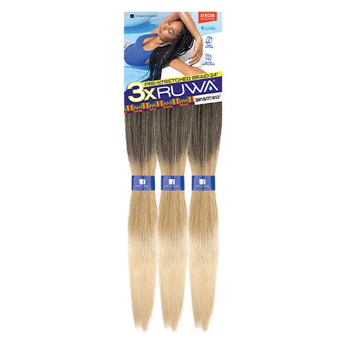 Sensationnel XPRESSION 3X Ruwa Synthetic Hair Braids Pre-Stretched Braid 24" - Lightweight, Easy to Install
