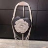 Luxury Glitter Floral Rhinestone Diamond Tassel Evening Bag Heart-Shaped Women's Handbag Wedding Party Clutch Purse Shoulder Bag