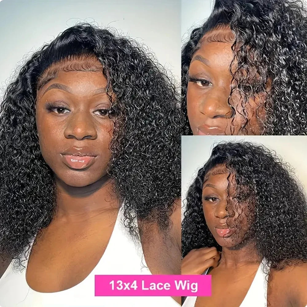 Deep Wave 13x4 Lace Front Wigs Short Bob Wig Brazilian Virgin Human Hair Pre Plucked With Baby Hair Natural 4x4 Closure Bob Wigs