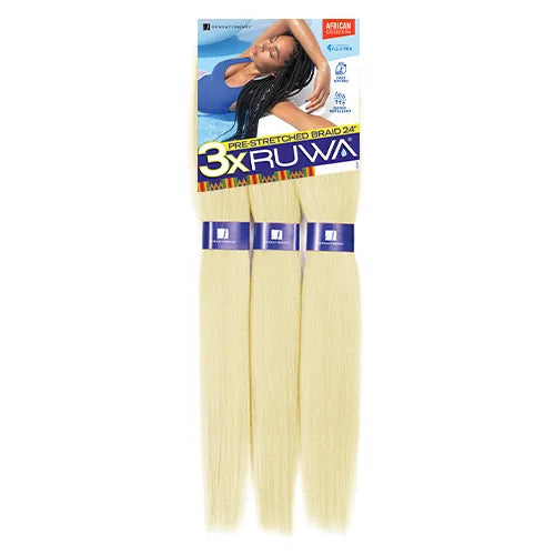 Sensationnel XPRESSION 3X Ruwa Synthetic Hair Braids Pre-Stretched Braid 24" - Lightweight, Easy to Install