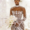 Sexy Mermaid Wedding Dresses High Neck See Through Lace Appliques Bridal Gowns Sweep Train Long Sleeve African Vestido de novia