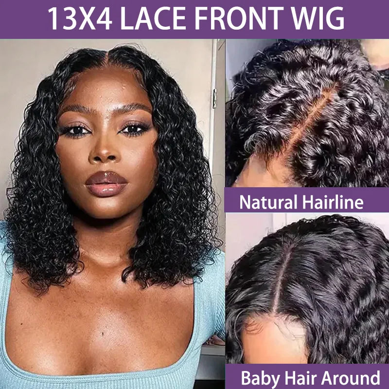 Curly Wig Pre Plucked Brazilian Human Hair Wigs 13x4 Lace Front Wig Short Bob Deep Wave Kinky Curly Lace Front Human Hair Wigs