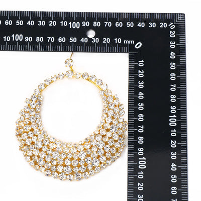 Exaggerate Big Hoop Earrings for Women Full Rhinestone Fashion Round Crystal Hanging Earrings Festival Accessories