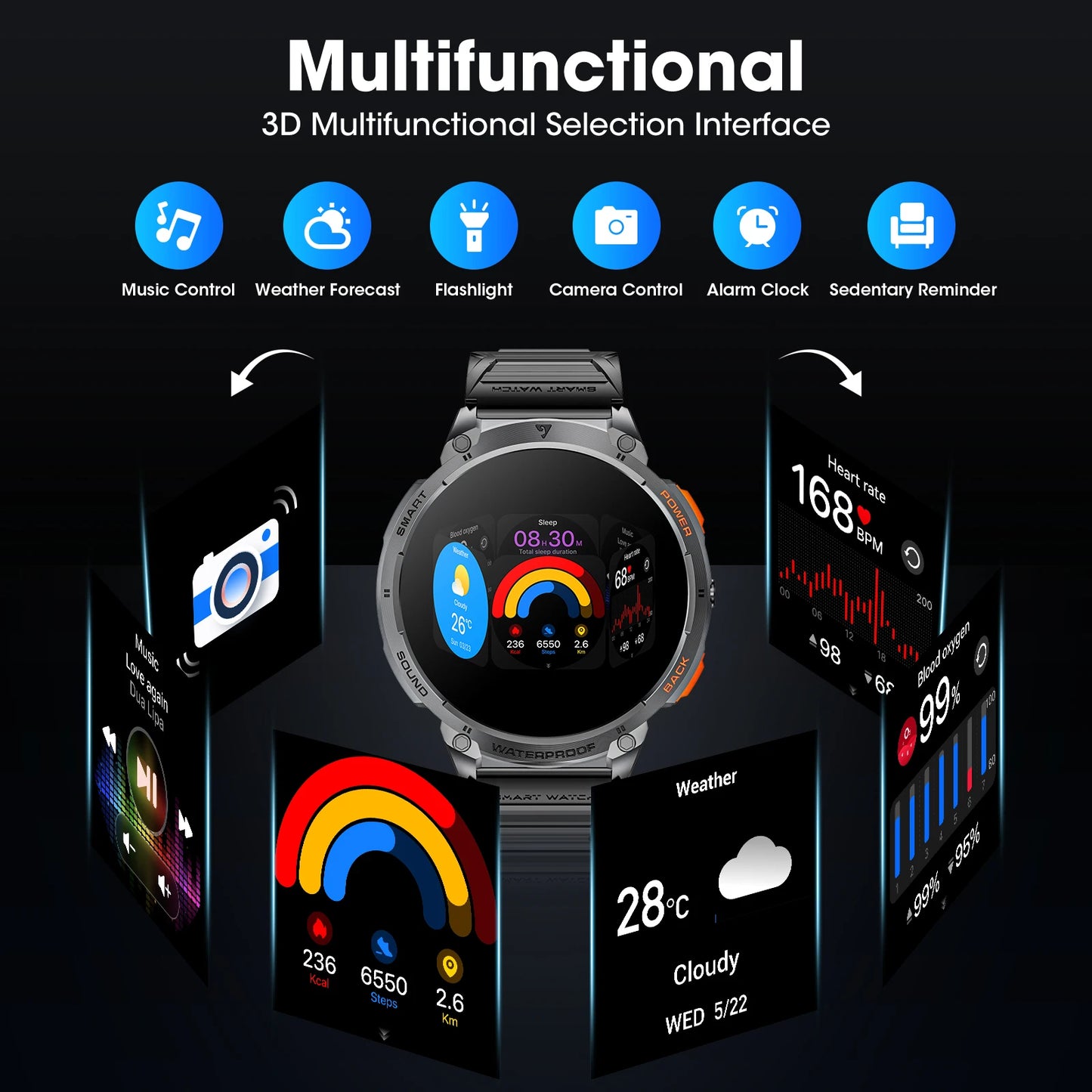 Karchilor smart watches for men 2025 Women'S Smartwatch Bluetooth Call 1.85 High-Definition Screen  Fitness Sports Waterproof