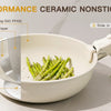 21 Piece Pots and Pans Set Non-Stick, Astercook Ceramic Cookware Set with Sensor Handles, Milky white