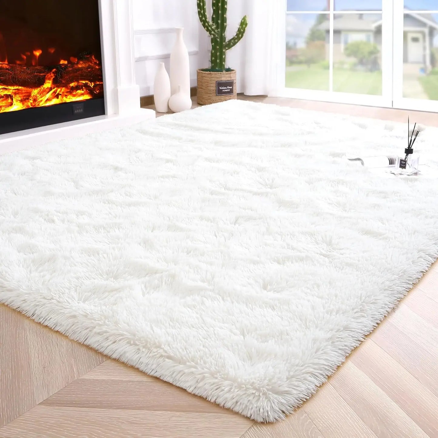Fluffy Bedroom Rug Carpet Shaggy Fuzzy Rugs for Bedroom Thick Black Area Rugs for Living Room Rugs  for Girls Boys