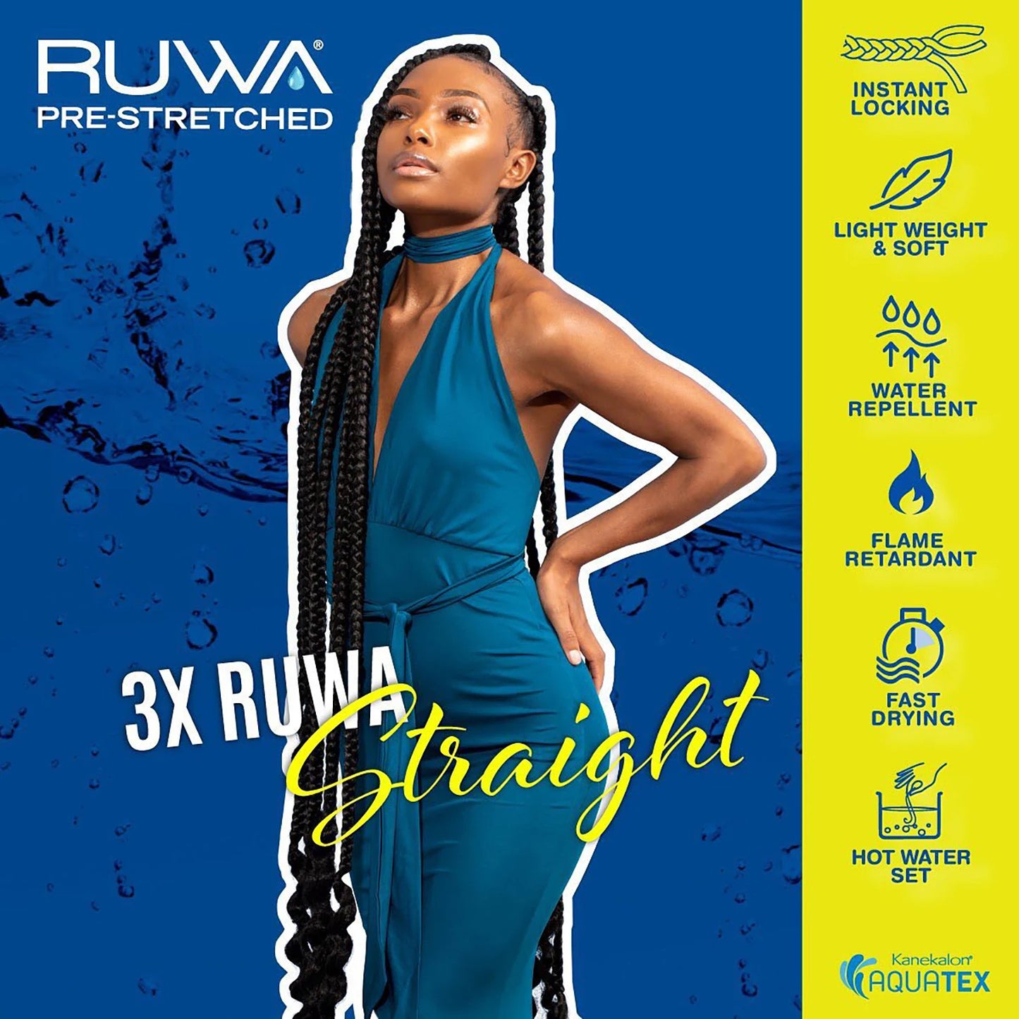 Sensationnel XPRESSION 3X Ruwa Synthetic Hair Braids Pre-Stretched Braid 24" - Lightweight, Easy to Install
