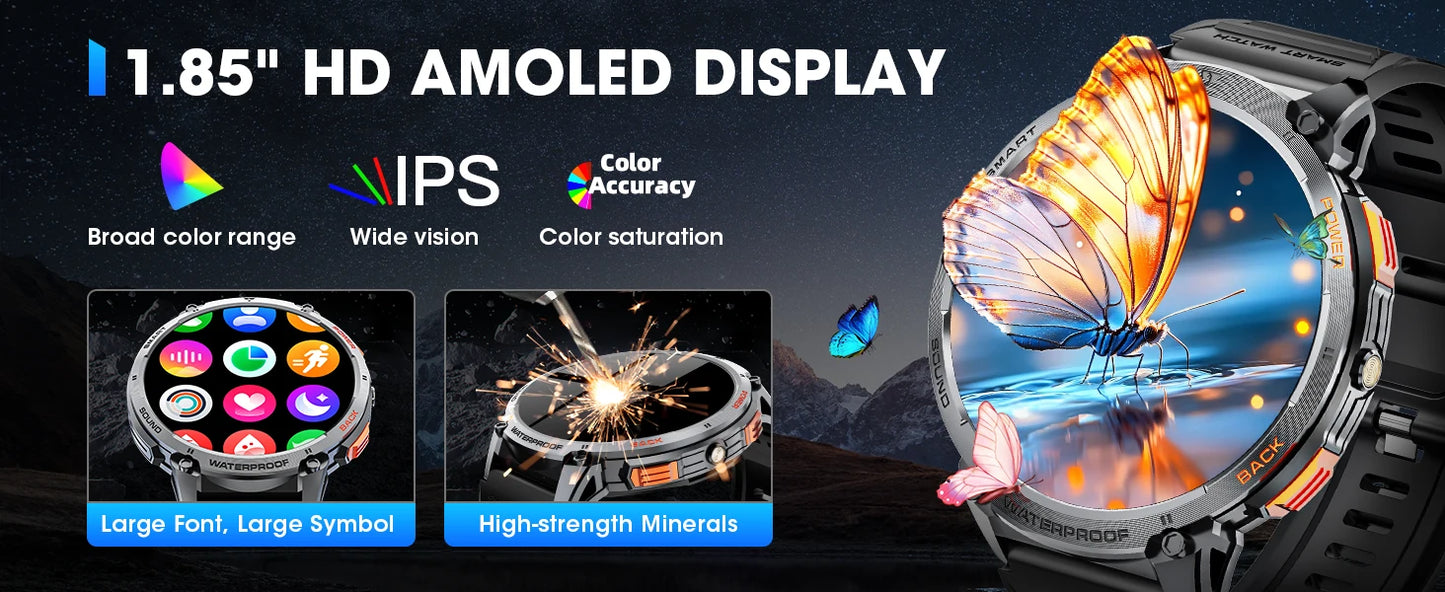 Karchilor smart watches for men 2025 Women'S Smartwatch Bluetooth Call 1.85 High-Definition Screen  Fitness Sports Waterproof