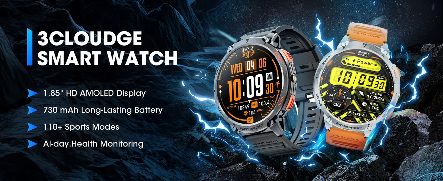 Karchilor smart watches for men 2025 Women'S Smartwatch Bluetooth Call 1.85 High-Definition Screen  Fitness Sports Waterproof