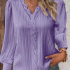 Women's Lace Stitching Shirt Loose Stitching V-neck Long Sleeve Pullover Chiffon Shirt Fall Top Simple Elegant Street Blouse