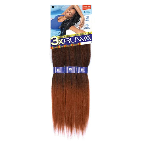 Sensationnel XPRESSION 3X Ruwa Synthetic Hair Braids Pre-Stretched Braid 24" - Lightweight, Easy to Install