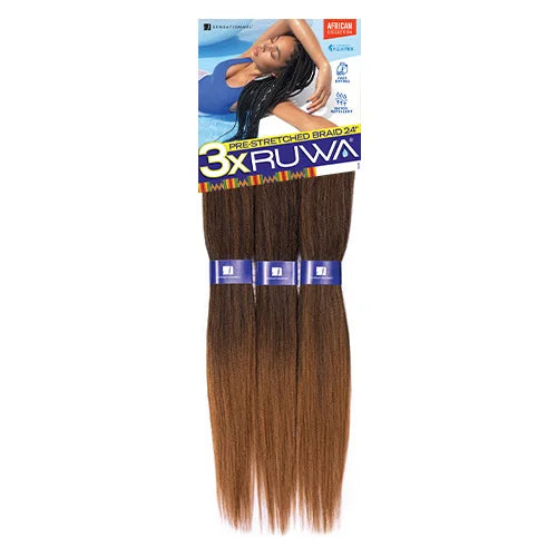 Sensationnel XPRESSION 3X Ruwa Synthetic Hair Braids Pre-Stretched Braid 24" - Lightweight, Easy to Install