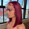 99J HD Transparent Lace Short Bob Human Hair Wigs Brazilian Burgundy Straight 13x4 Lace Front Wig For Women Pre Plucked Hairline