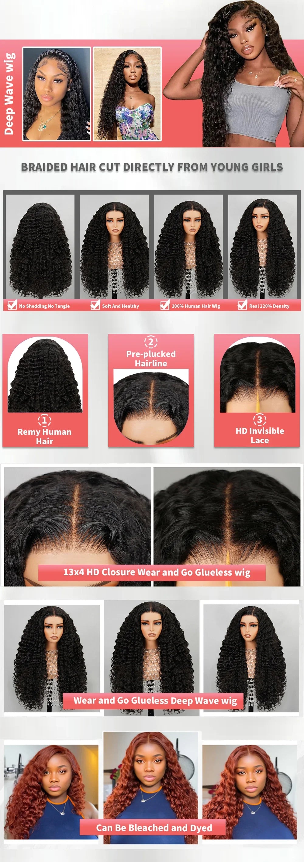 220 Density HD 13X6 Transparent Deep Water Wave Curly Human Hair Lace Frontal Wig 30 34 Inch 13X4 Lace Front Human Hair Wigs