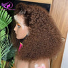 Brown Curly Lace Front Human Hair Wigs 200 Density 13x4 Full Frontal Brown Colored Deep Water Wave Wigs HD Lace Wigs
