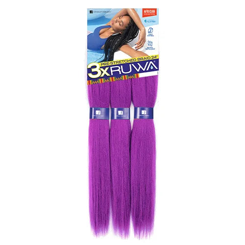 Sensationnel XPRESSION 3X Ruwa Synthetic Hair Braids Pre-Stretched Braid 24" - Lightweight, Easy to Install