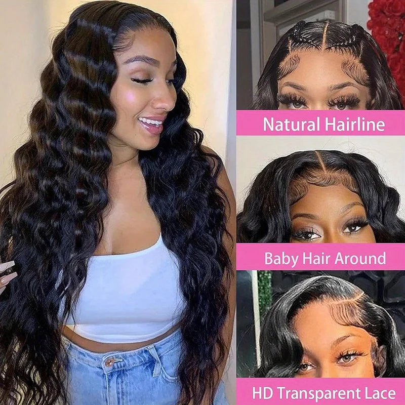 Alimice Cheap Price 4x4 Lace Closure Loose Deep Wave Human Hair Wig Glueless Transparetn Lace Closure Human Hair Wig 4x4
