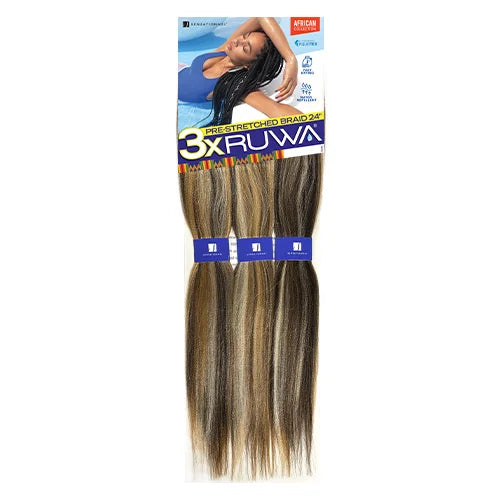 Sensationnel XPRESSION 3X Ruwa Synthetic Hair Braids Pre-Stretched Braid 24" - Lightweight, Easy to Install
