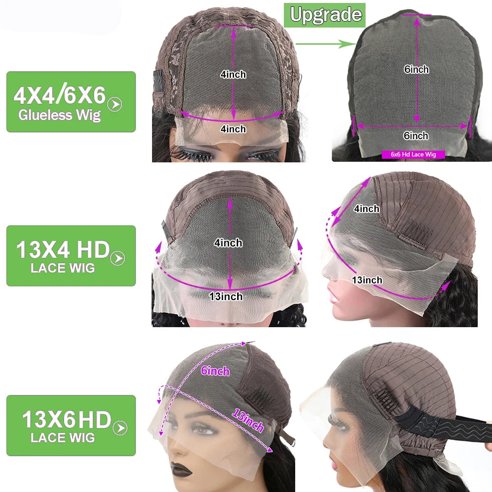 13x6 13x4 Deep Wave Frontal Wig Snug Fit Transparent 30 Inch Invisible Strap 360 Full Hd Lace Front Wig Glueless Wig Human Hair