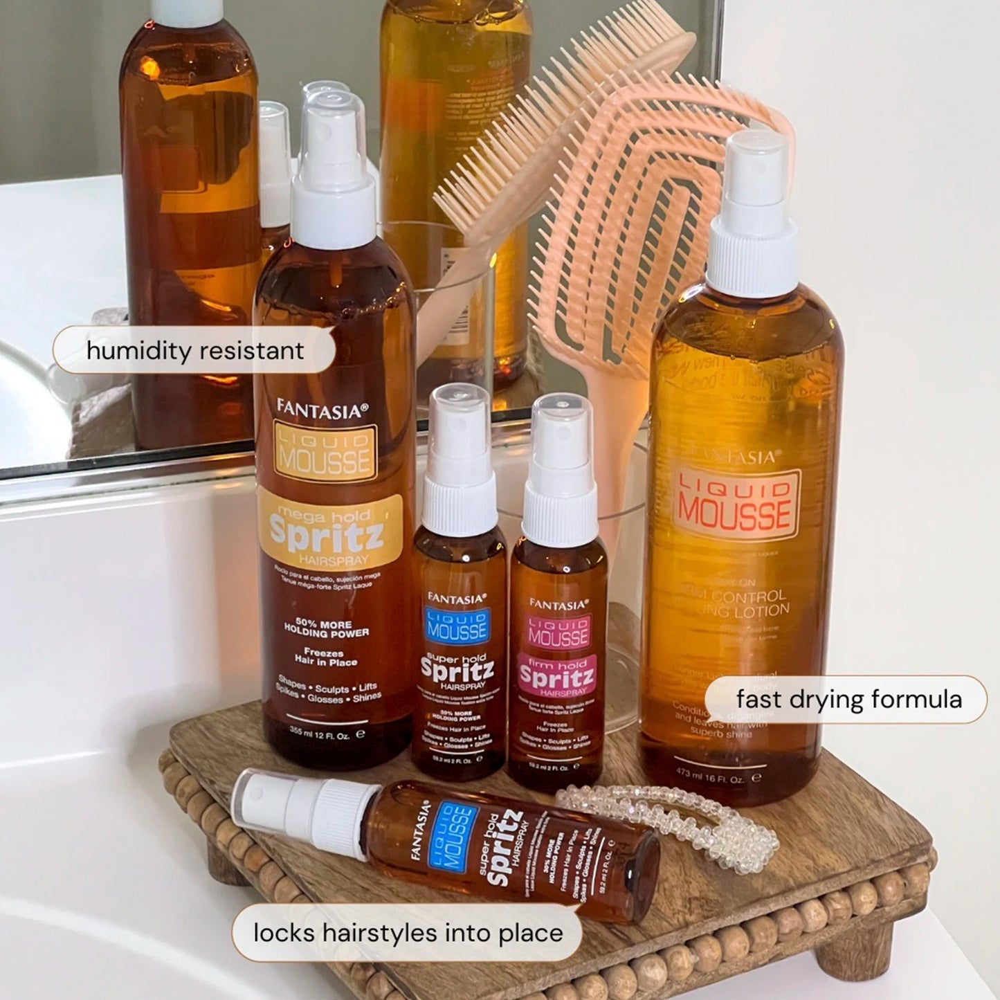 Fantasia Liquid Mousse Spritz - Strong Hold, Fast Drying, Long-Lasting Style, Perfect for All Hair Types