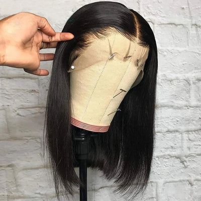 Brazilian Human Hair Wig Remy Bone Straight Hair Bob Wigs Full Machine Made Wig for Women 8-16 Inches Swiss Lace Bob Wigs 150%