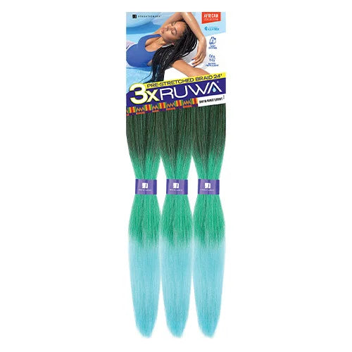 Sensationnel XPRESSION 3X Ruwa Synthetic Hair Braids Pre-Stretched Braid 24" - Lightweight, Easy to Install
