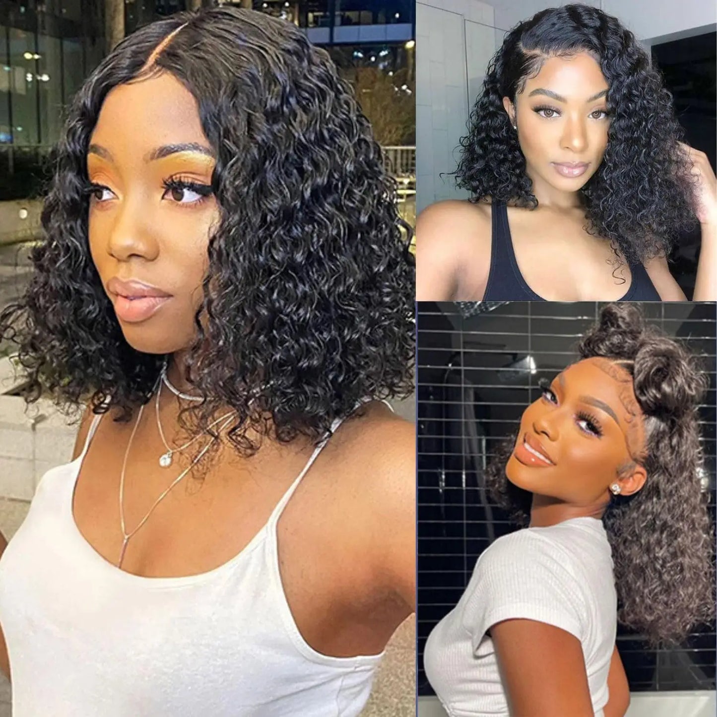 Curly Wig Pre Plucked Brazilian Human Hair Wigs 13x4 Lace Front Wig Short Bob Deep Wave Kinky Curly Lace Front Human Hair Wigs