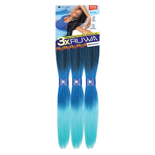 Sensationnel XPRESSION 3X Ruwa Synthetic Hair Braids Pre-Stretched Braid 24" - Lightweight, Easy to Install