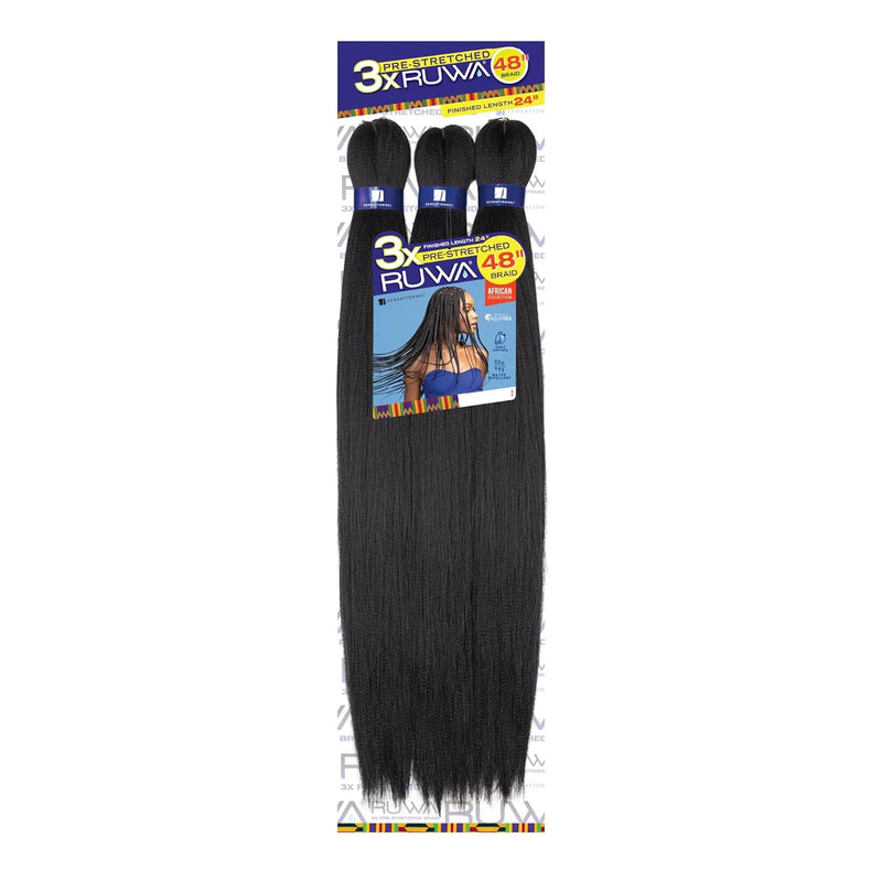 Sensationnel XPRESSION 3X Ruwa Synthetic Hair Braids Pre-Stretched Braid 24" - Lightweight, Easy to Install