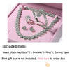 THE BLING KING Lovely Jewelry Set For Women Heart Shaped Chain Necklace Adjustable Heart Bracelet Open Heart Ring Heart Earring
