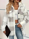 Plaid Pattern Button Front Jacket, Elegant Long Sleeve Warm Outerwear For Fall & Winter, Women's Clothing