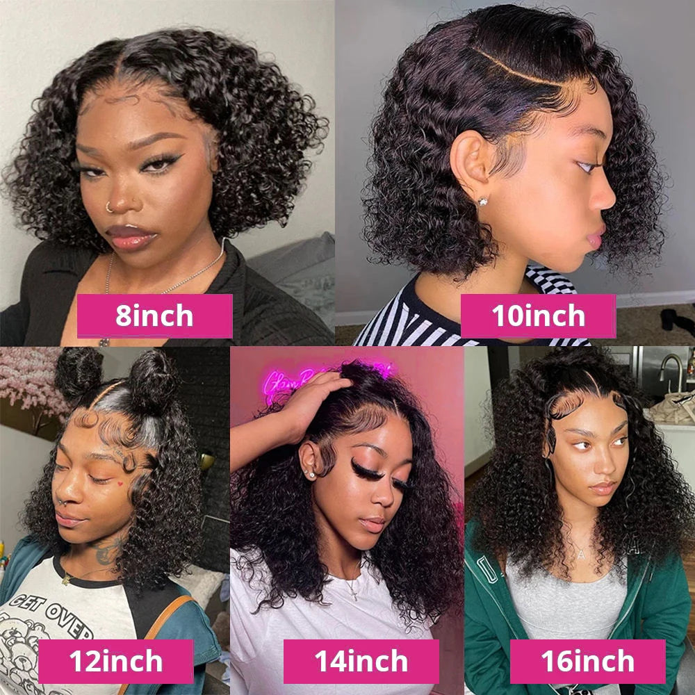 Deep Wave 13x4 Lace Front Wigs Short Bob Wig Brazilian Virgin Human Hair Pre Plucked With Baby Hair Natural 4x4 Closure Bob Wigs