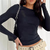 TUSHANGGE Women Long Sleeve T Shirt Spring Autumn Solid Casual Shirts Female Pullovers Tee Y2k Clothes Streetwear Crop Tops