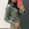 Elegant Satin Loose Women Shirt Spring Turn-down Collar Ladies Blouse Autumn Vintage Casual Button Silk Tops