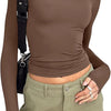 TUSHANGGE Women Long Sleeve T Shirt Spring Autumn Solid Casual Shirts Female Pullovers Tee Y2k Clothes Streetwear Crop Tops
