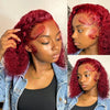 200% 99J Burgundy Short Bob Hair Wig 13x4 Lace Front Wig Human Hair Red Colored Deep Water Wave Lace Frontal Wig 100% Human Hair