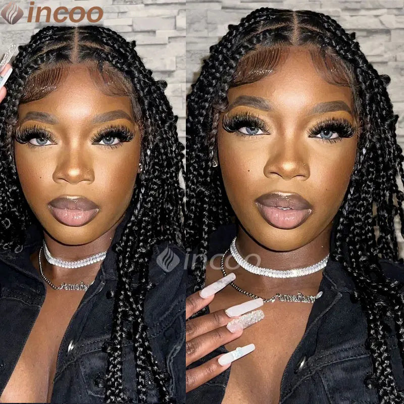 36 Inches Synthetic Lace Braided Wigs Butterfly Braids Lace Wig For Black Women Braid Wigs On Sale Clearance Box Braids Lace Wig