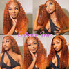 Orange Ginger Lace Front Wig Curly Human Hair Wigs For Women 30Inch Deep Wave Frontal Wig 13x4 13x6 HD Lace Front Human Hair Wig