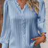Women's Lace Stitching Shirt Loose Stitching V-neck Long Sleeve Pullover Chiffon Shirt Fall Top Simple Elegant Street Blouse