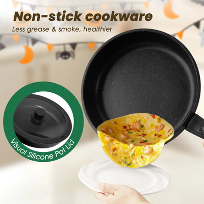 20-piece Pots And Pans Set, KIKCOIN Non-stick Ceramic Cookware Set With Removable Handles. Space-saving, Oven, Dishwasher