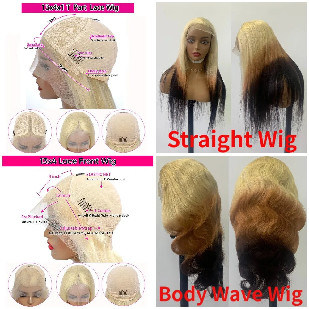 Ombre 613 Lace Front Human Hair Wigs Pre Plucked 13x4 HD Lace Front Wig Reverse Ombre Hair On Blonde 3 Tone Ombre Wigs On Sale