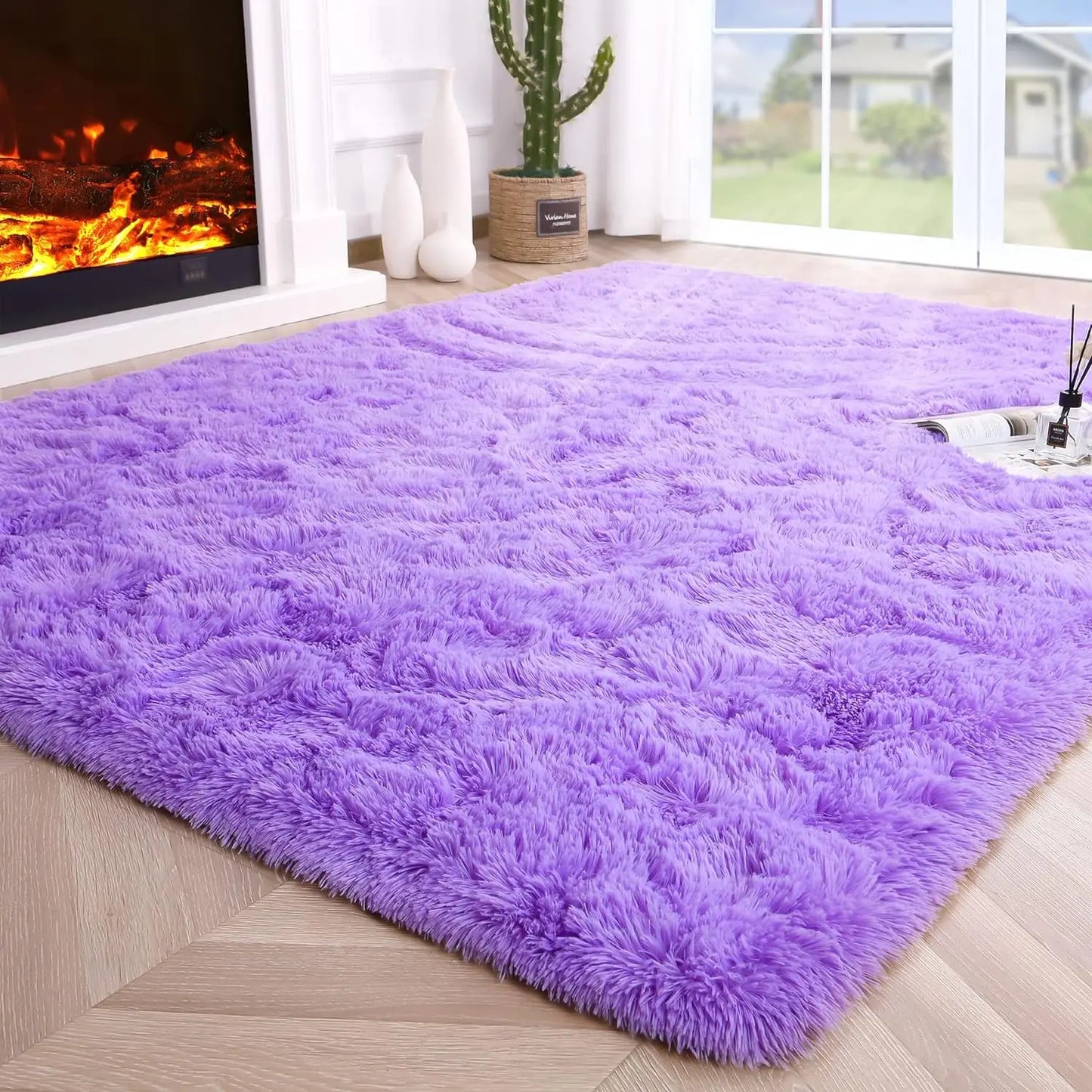 Fluffy Bedroom Rug Carpet Shaggy Fuzzy Rugs for Bedroom Thick Black Area Rugs for Living Room Rugs  for Girls Boys