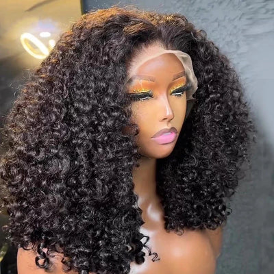 Deep Curly Wave Short Bob Wigs Brazilian 100% Human Hair 13x4 Lace Front Wigs 4x4 Lace Closure Curly Wigs For Women 200% Density