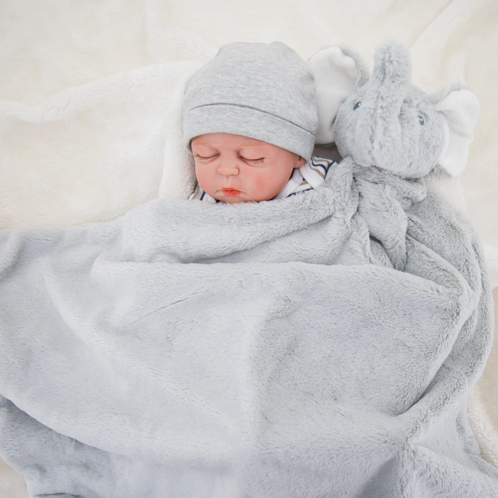 Baby Plush Blankets Stroller Comforter Winter Newborn Bed Sheet Grey Elephants Kid Boy Girl Swaddle Wrap Cobertor Infantil Quilt