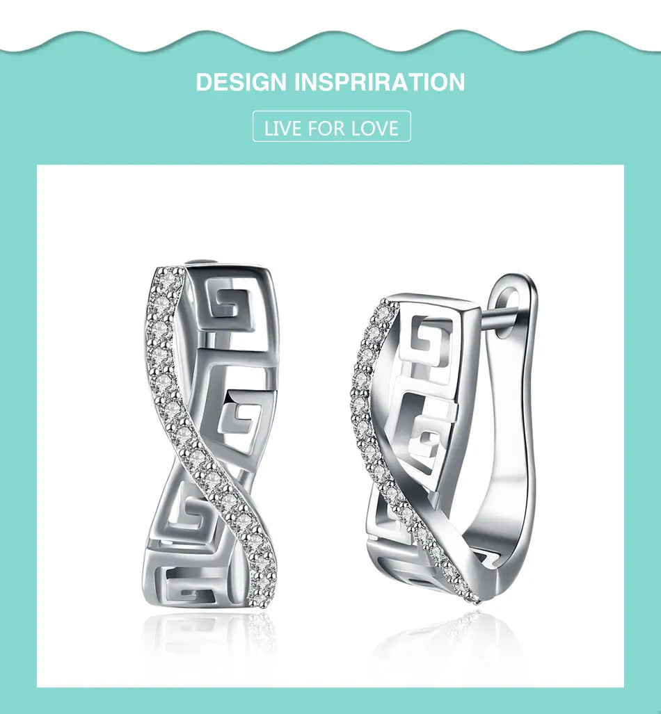 DOTEFFIL 925 Sterling Silver Classic AAA Zircon Earrings Fashion For Woman Wedding Engagement Party Gift Jewelry