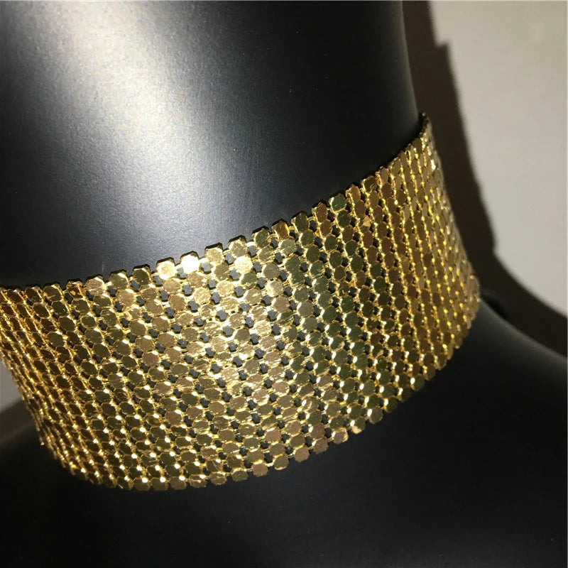Fashion Metal Sequins Chokers Necklace Jewelry Women Statement Choker Wedding Necklace Jewelry Accessories For A Gift