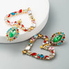 KMVEXO New Shiny Crystal Rhinestone Heart Pendant Dangle Earrings 2023 For Women Jewelry Fashion Statement Earrings Accessories