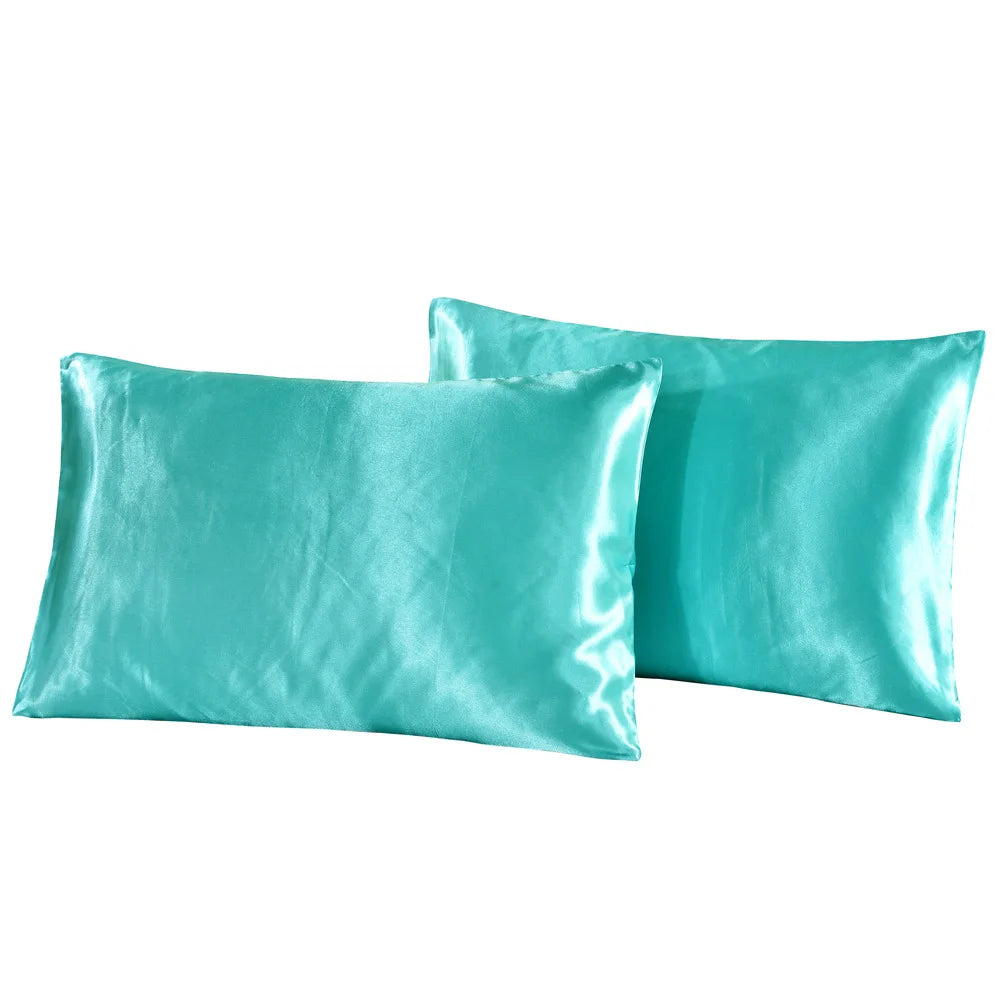1Pc Queen Satin Silk Pillowcase Pillow Case Cover Home Bedding Smoothy Pillow Rectangle Bedding Pillow