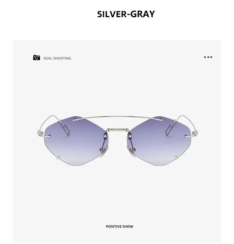 Rimless Diamond Sunglasses Square Women Men Retro Sun Glasses Brand Designer Eyewear UV400 Shades Oculos Female Gafas